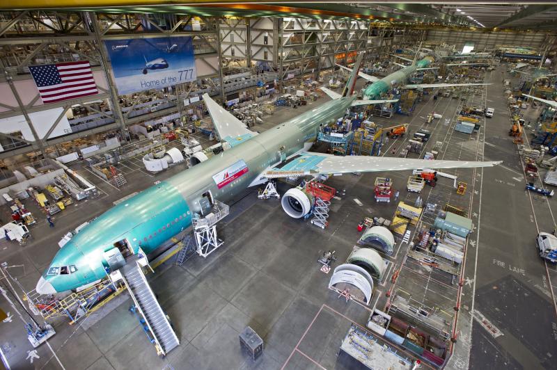Boeing 777 Everett in warehouse